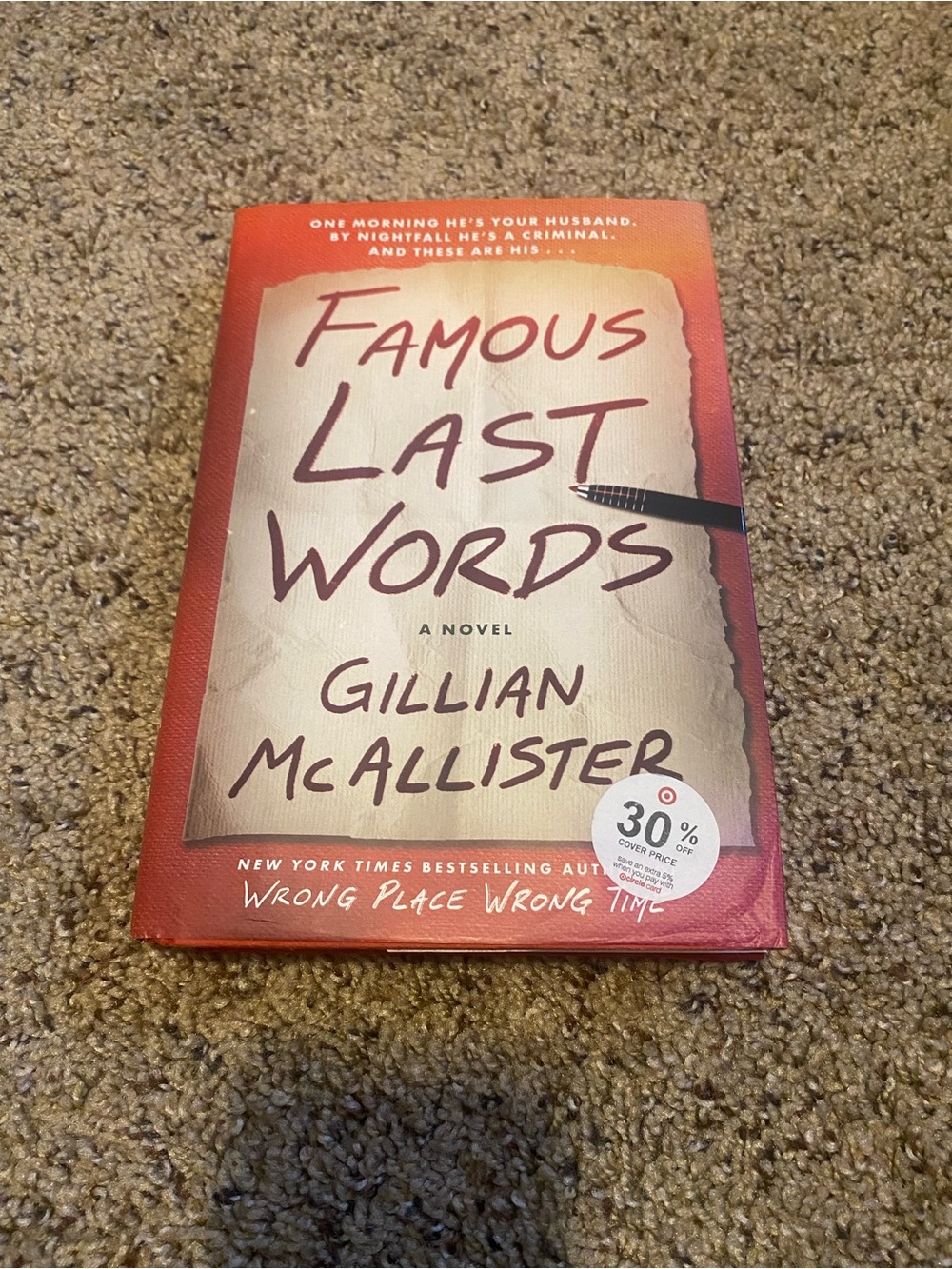 Famous Last Words by Gillian McAllister - hardcover book